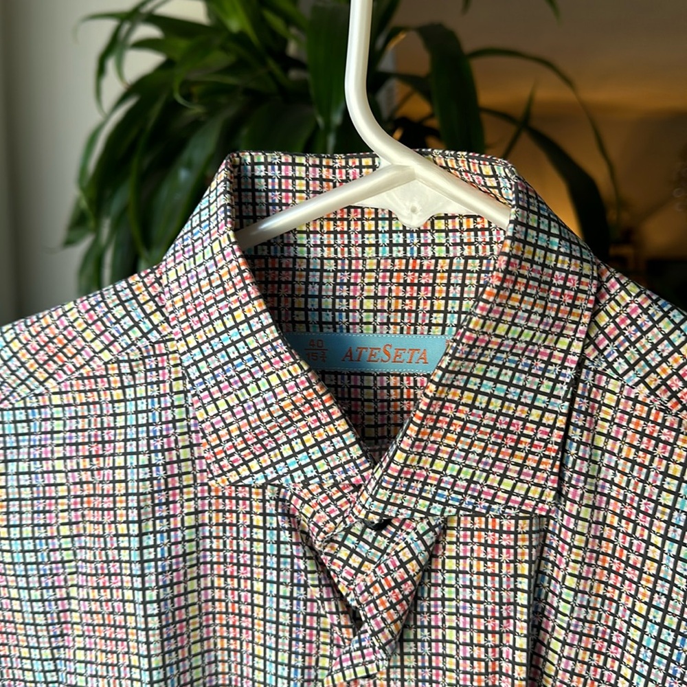 AteSeta SZ 40 (15 3/4) 100% Cotton Dress Shirt